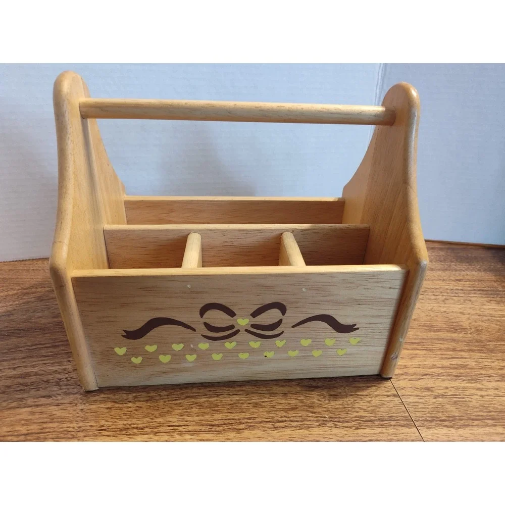 Wooden Cottage Core Craft, Remote Caddy. Or Napkin &  Silverware Painted